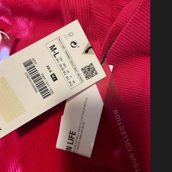 Zara hot pink fuchsia seamless ribbed top and leggings coordinated set NWT - Picture 6 of 16